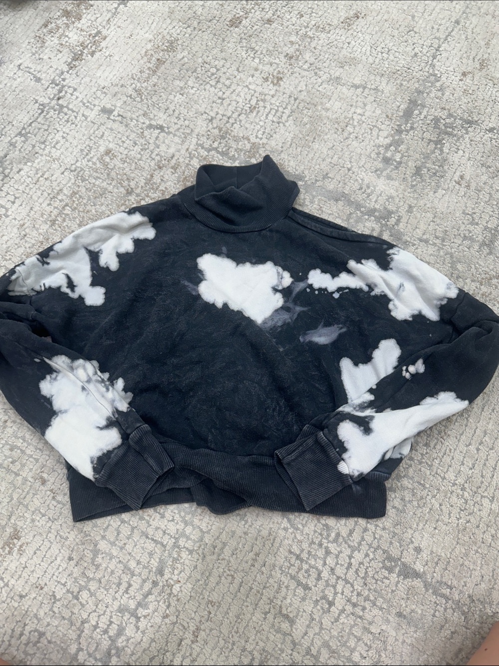 LA Made Black and White Tie-Dye Turtleneck Sweater